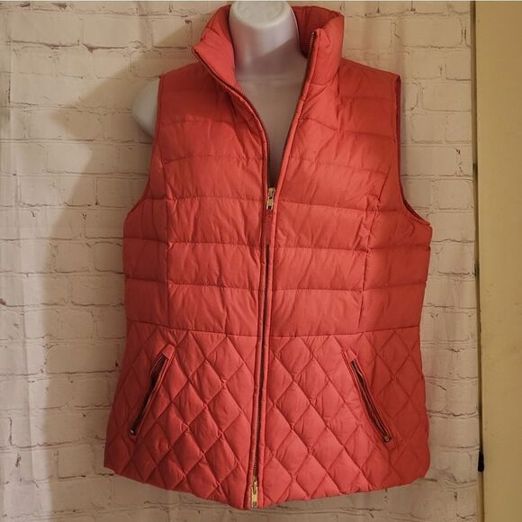 NEW Talbots Pink Quilted Real Goose Down Filled Puffer Vest Sz.Med MSRP $178 - Picture 1 of 7